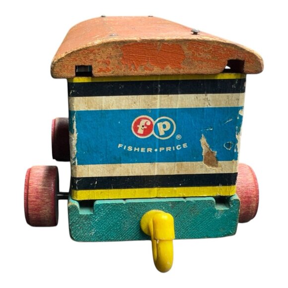 Vintage Fisher-Price Huffy Puffy Circus Train Cattle Car 1958 Wood Toy - Picture 4 of 8